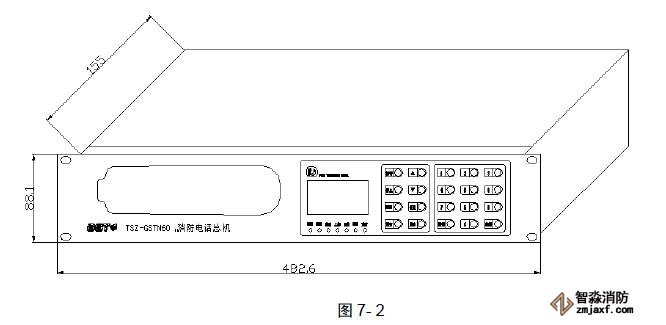TSZ-GSTN60消防電話總機外形尺寸圖 TSZ-GSTN60消防電話總機外形尺寸圖